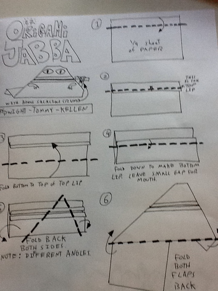 Folding instructions for Origami Jabba.